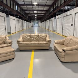 Off-White Leather Couch SET