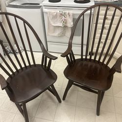 Vintage Solid Wood Windsor Armchairs By Hunt Country Furniture