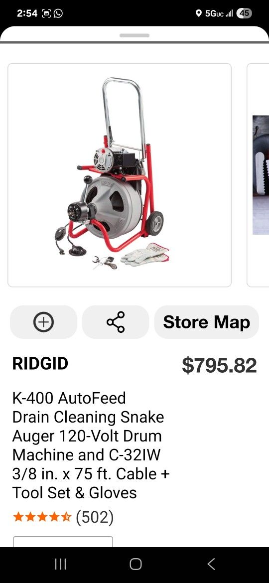 Ridgid Drain Cleaning Snake Auto