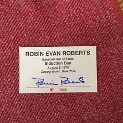Autographed Robin Evan Roberts Baseball Hall Of Fame Induction Card #2800 See My Site Over 650 Collectibles