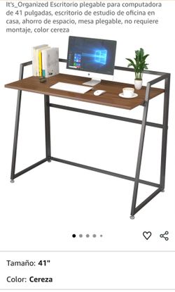 Escritorio plegable para computadora
de 41 pulgadas, escritorio de estudio de oficina en
casa, ahorro de espacio, mesa plegable, no requiere
montaje,