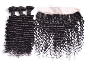 13x4 ear to ear lace frontal Indian deep wave with closure