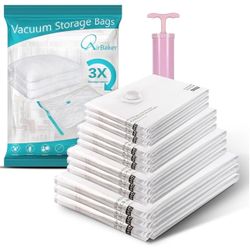 8 Pack (Variety Sizes)Vacuum Storage Bags, Space Saver Sealer Bags for Clothes Comforters Blankets Pillows with Travel Hand Pump