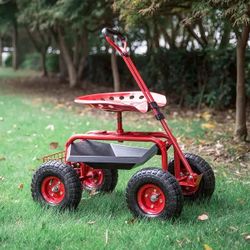 330lbs Adjustable Rolling Garden Cart Gardening Work Seat New