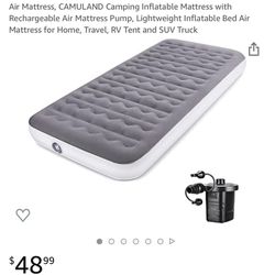 Air mattress camping inflatable mattress with rechargeable air mattress pump