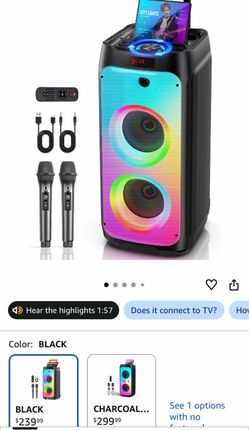 Bluetooth Karaoke Machine with RGB Lights and 2 Wireless Microphones - new in box