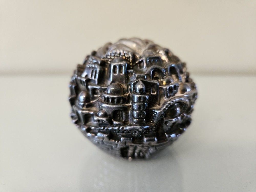 Judaica - Sterling Jerusalem Paperweight by Sam Philipe Vintage 1996