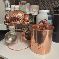 Copper Mug & Ice Bucket Set – Hammered Finish  