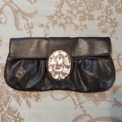 Black Clutch Purse With Rhinestone Embellishment