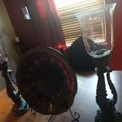 Candle Holders And Plate