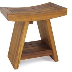Aquateak Asia Teak 18" Stool With Shelf Model 398.