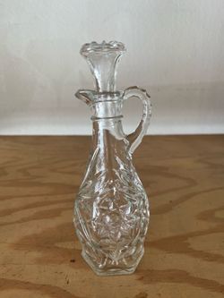 Vintage Pressed Glass Cruet Bottle with Stopper