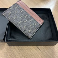 Saint Laurent Card Holder Chestnut Monogramme Leather