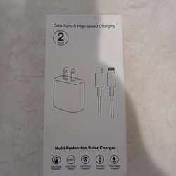 Fast iPhone Charger 2-Pack USB-C to Lightning Cable & Wall Adapter