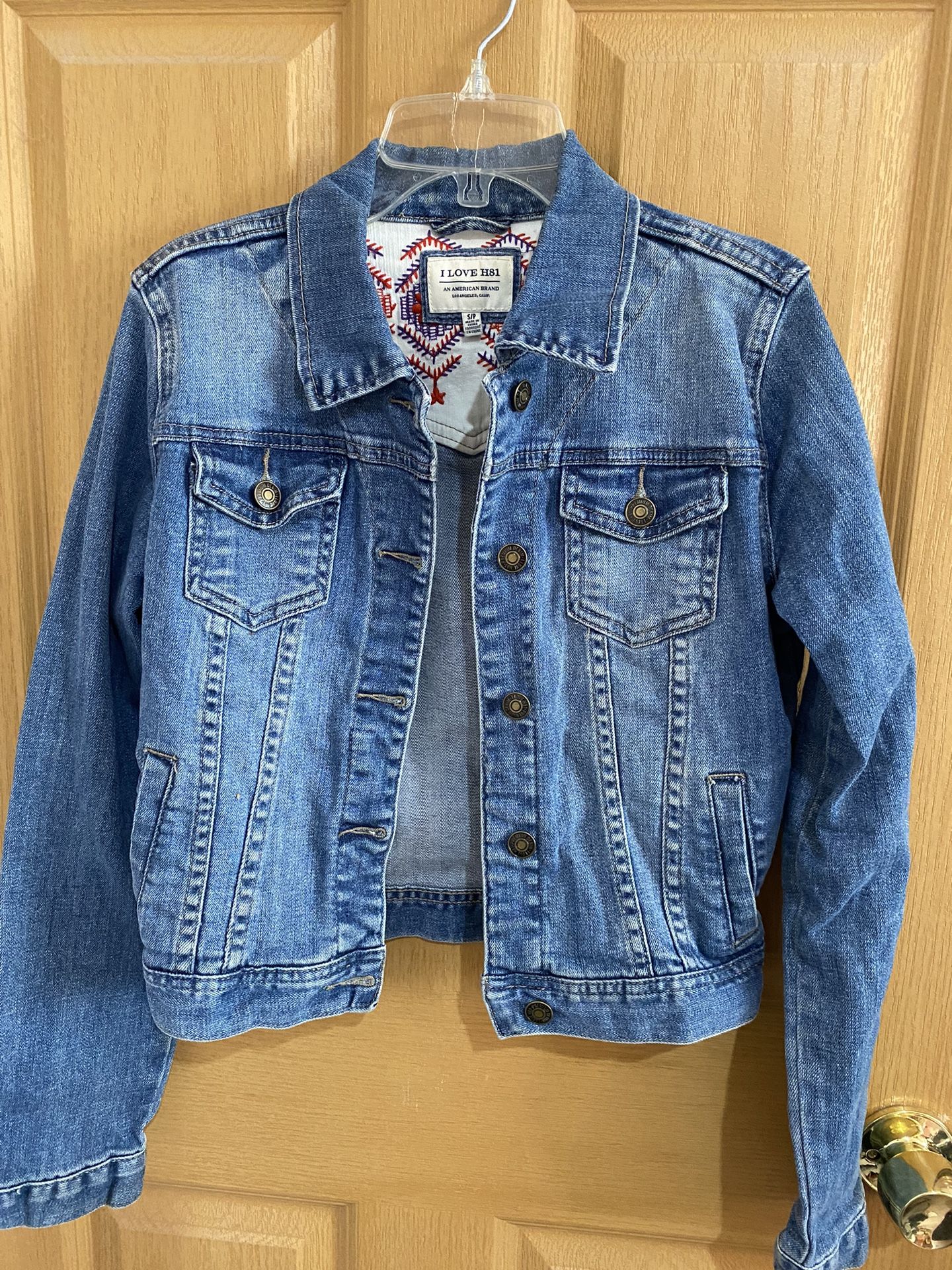 I LOVE H81 American Brand Denim Jean Jacket Women’s Size Small Trucker Blue Cropped