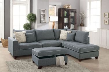 3pcs sectional sofa with ottoman storage