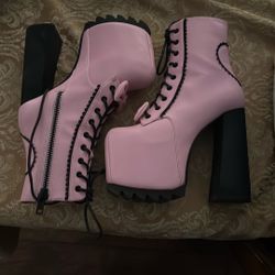Pink Heel Platform Boots 