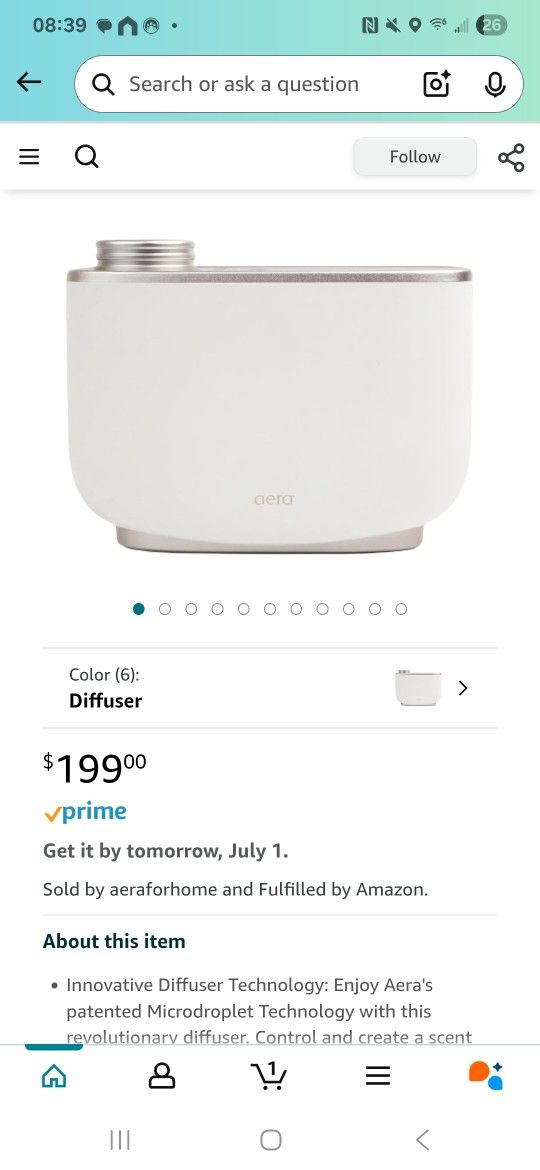 Aera Home Fragrance Electric Diffuser