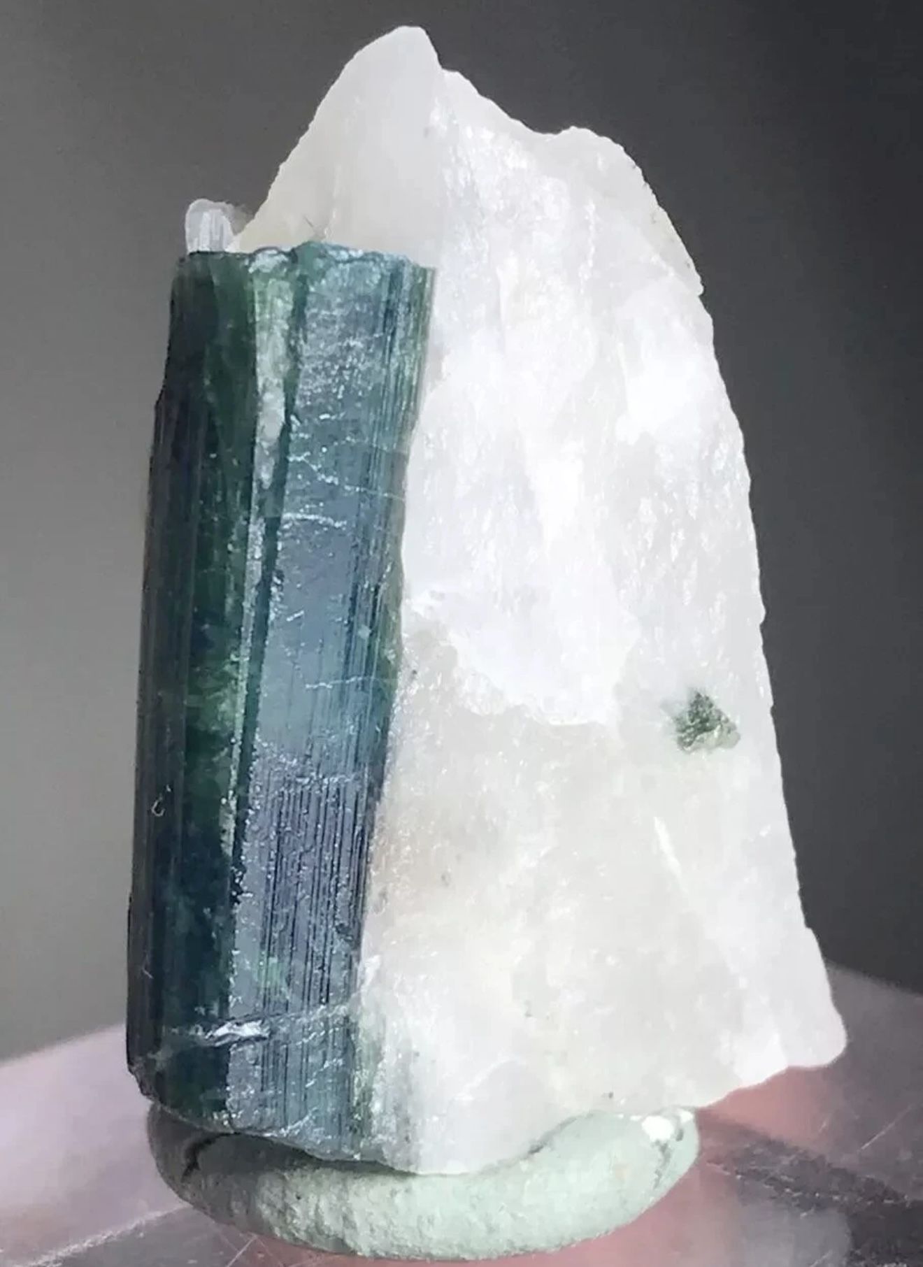 35 Carat Tourmaline indicolite with quartz crystal specimen from Afghanistan