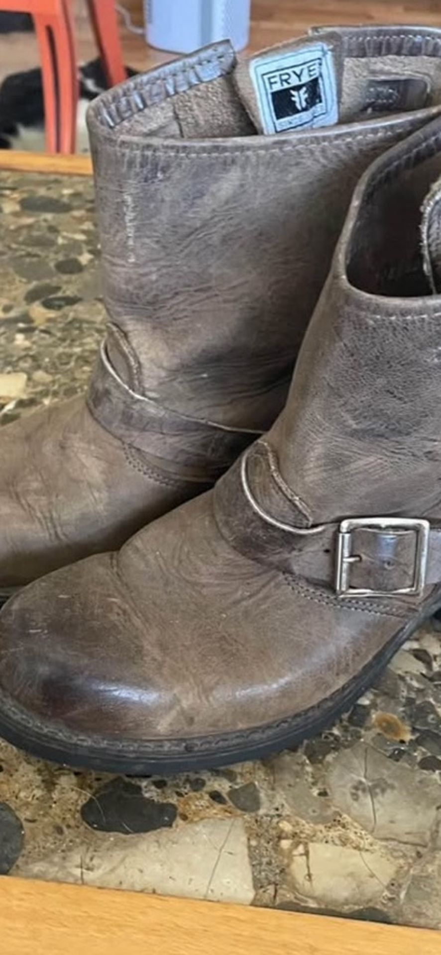 Frye Motor Cycle Boot, Bomber Jacket Brown, Size 8