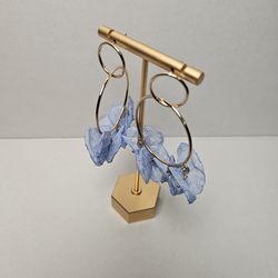 NEW Delicate Blue Floral Drop Earrings - Lightweight Women Jewelry