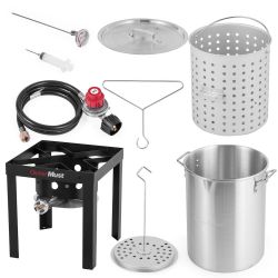 Outer must 30 qt. Aluminum Turkey Fryer Kit with 50,000 BTU Burner and Inner Basket for Outdoor Cooking Turkey, Seafood, Crawfish
