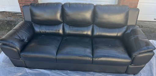Black Couch 1 Piece Modern Genuine Leather Sofa for Living Room 