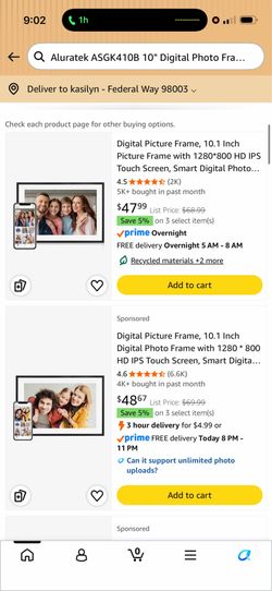 NIB Digital Photo Frame 10”