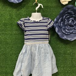 Cat And Jack Brand New Blue Striped Dress Size 4T