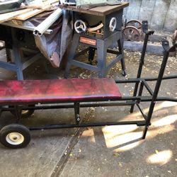 Weight Bench 6 Feet Long On Wheels Hard Rubber Tires No Flats
