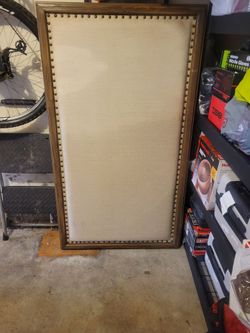 full bed head board brown frame beige canvas