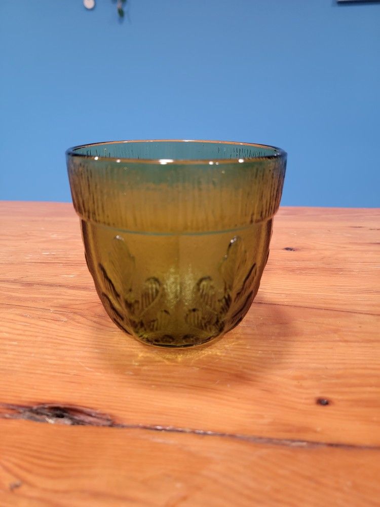 Vintage 1975 FTD Green Glass Bowl/Dish ~ 4.75"×5"