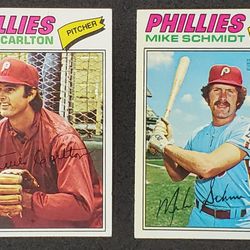 Vintage Phillies Duo 1977 Topps Steve Carlton #110 Mike Schmidt #140