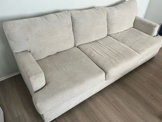 Beige white cream 3 seat sofa couch