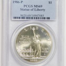 1986-P "Statue of Liberty Centennial" Silver Dollar. PCGS MS-69