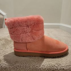 WOMEN’S Uggs FLUFF MINI QUILTED Pink ANKLE BOOTS LANTANA 