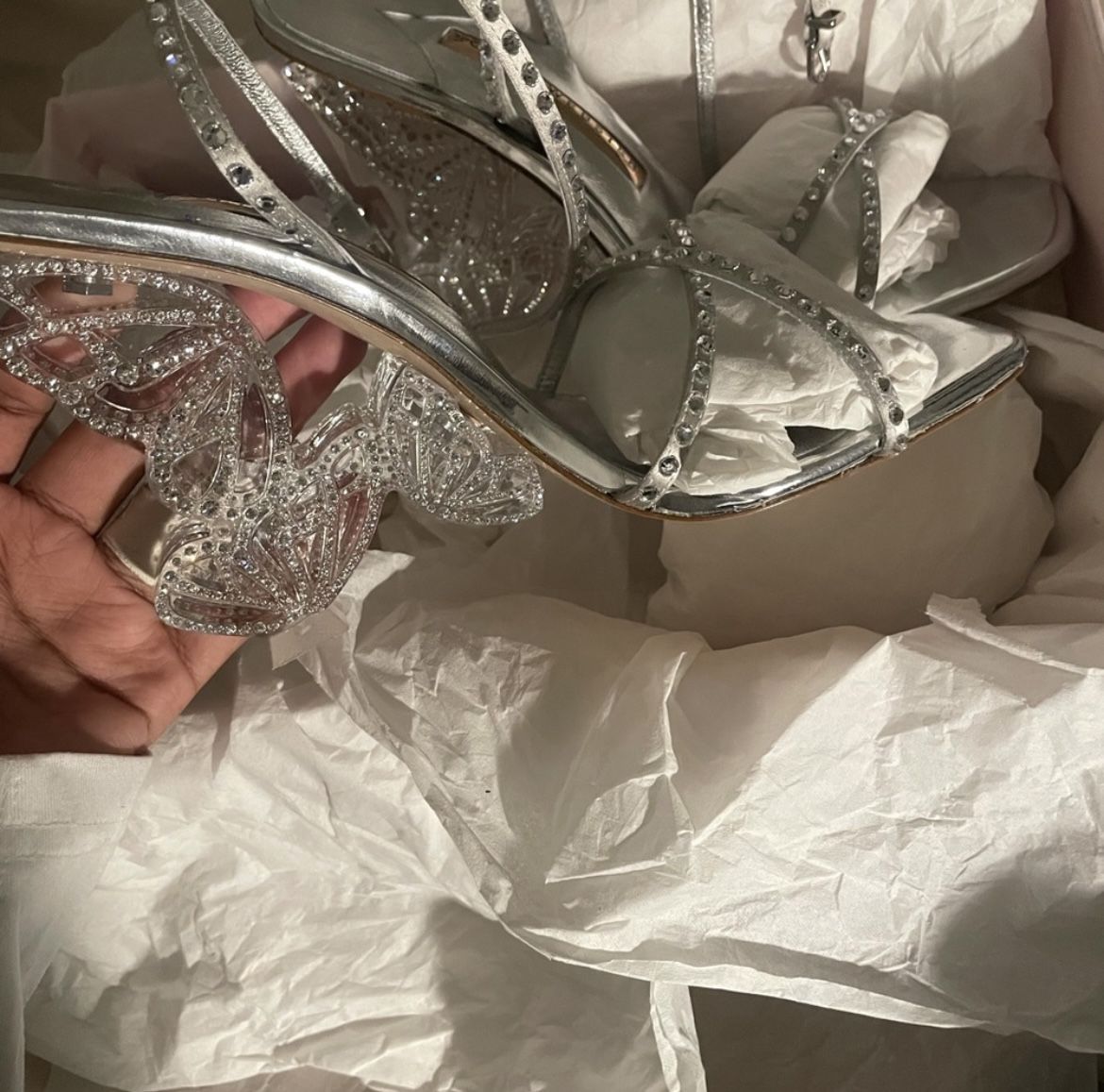 Sophia Webster "Paloma" crystal studded satin sandals