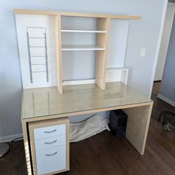 Office desk + hutch + cabinet