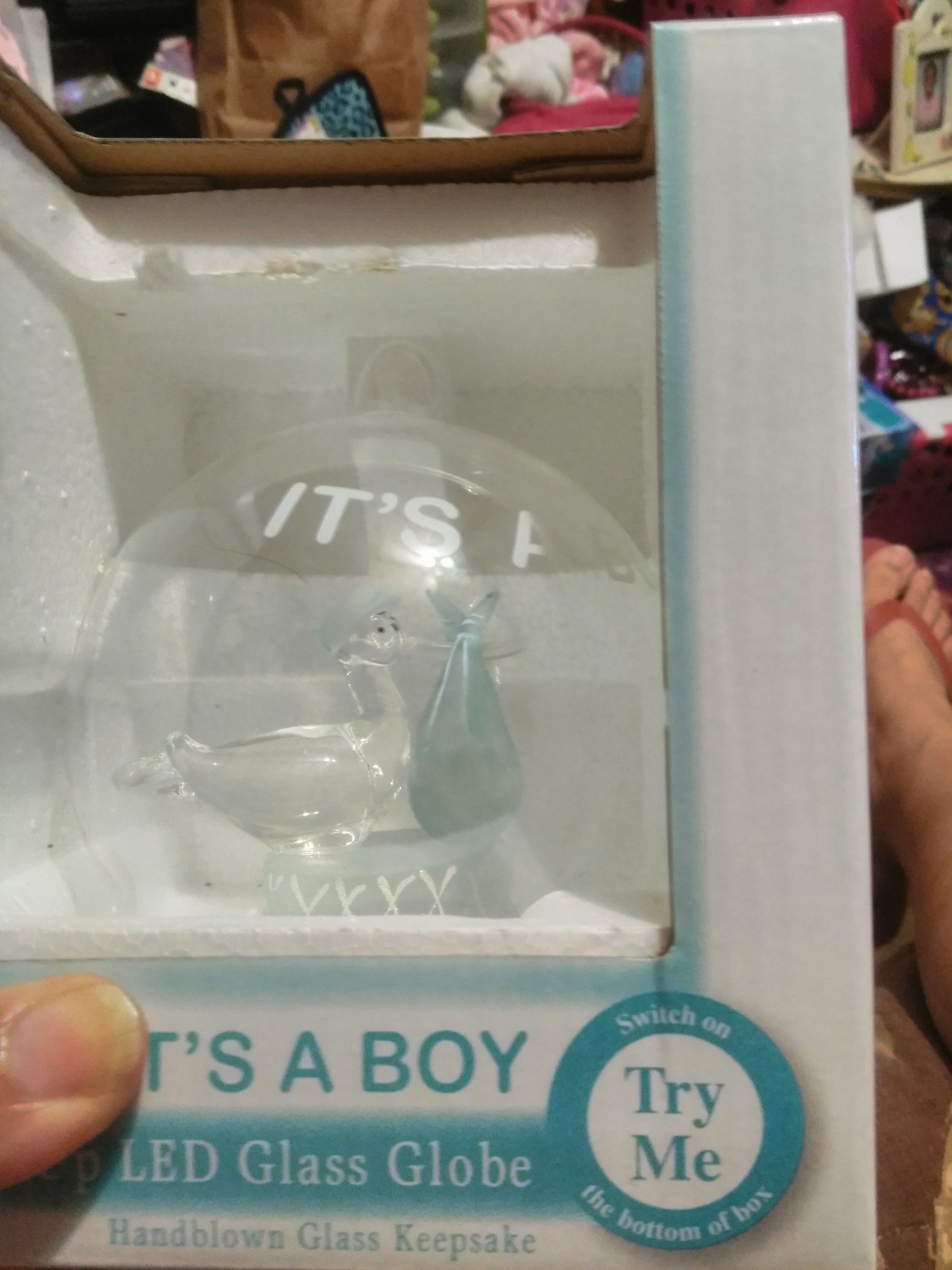 It's A Boy Light-Up LED Glass Globe
