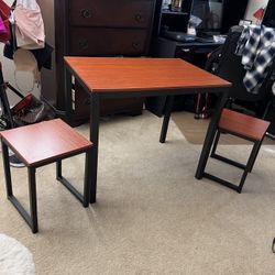 Wood 3 Piece Dining Set with Two Stools Kitchen Room,Cherry Wood Color (Delivery Available)
