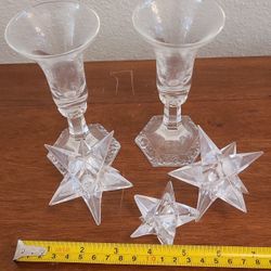 1970s Rosenthal Studio Classic Rose Candle Holders & Geometric Star Clusters - Small Chip
