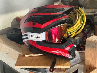 Bolt motorcycle  helmet and white space goggles