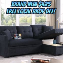 Dark Color L Sectional Couch 🛋️ Brand New In Box 📦 Free Local Drop Off With USB Port ✅