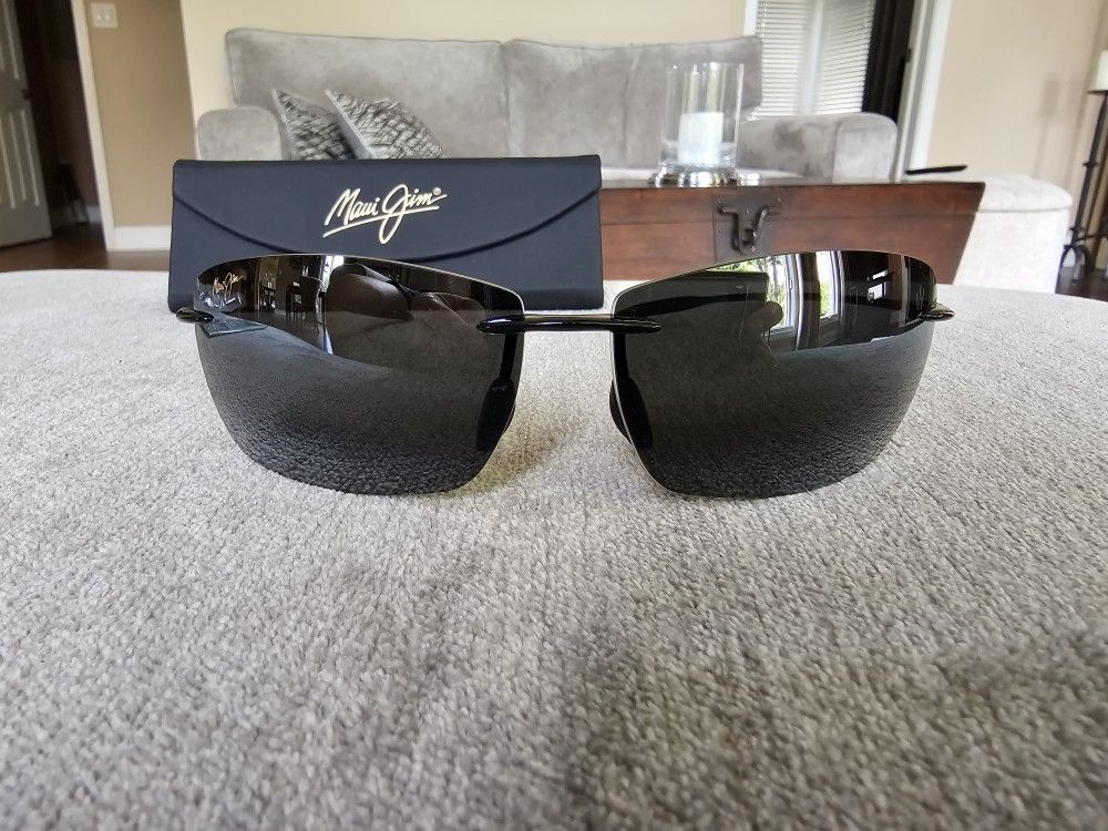 Maui Jim MJ423-02 Sport Black Rimless Wrap Sunglasses 65-13 127 Japan Brand New