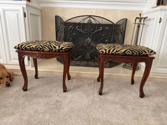 Carved wood occasional stools.