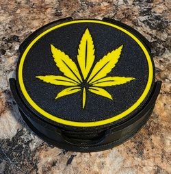 Pot Leaf Coasters (Set of 4, 3D Printed)