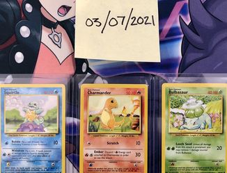 Pokémon 1999 Base Set Unlimited Starters - Bulbasaur, Charmander, Squirtle, NM (PSA?)