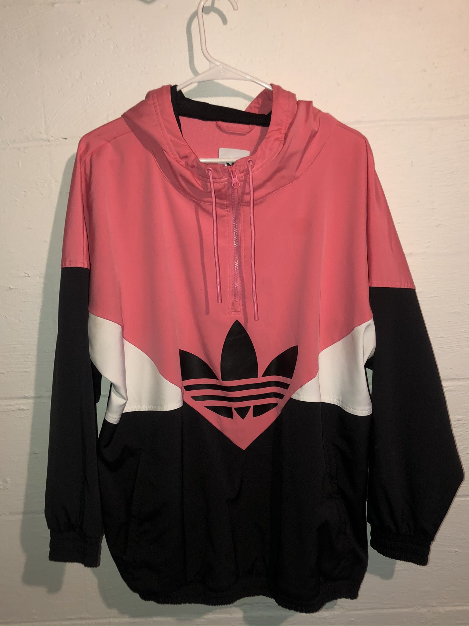 PINK/White/black adidas hoodie