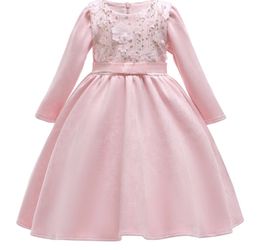 NEW 2018 Pink Winter Toddler Girls Dress Wedding Long Sleeve Dress. Soft fabric, Party Kids Dresses For Girls