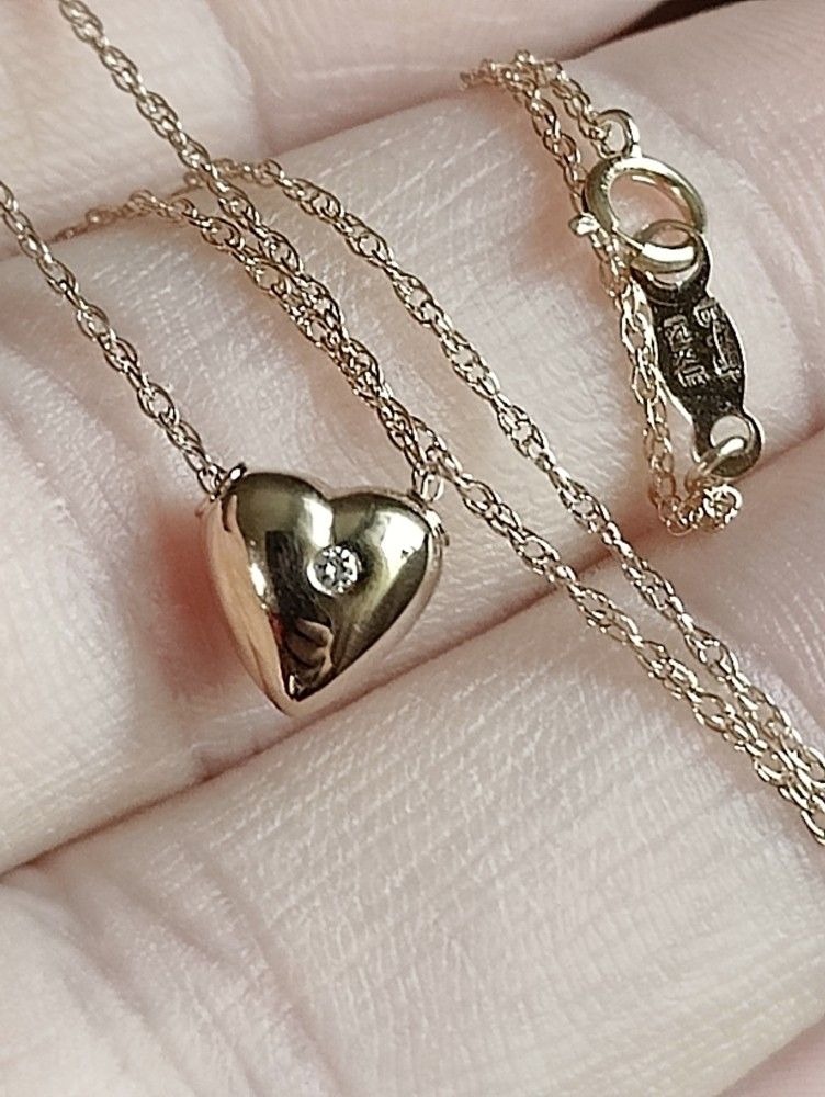14K Diamond Heart Necklace